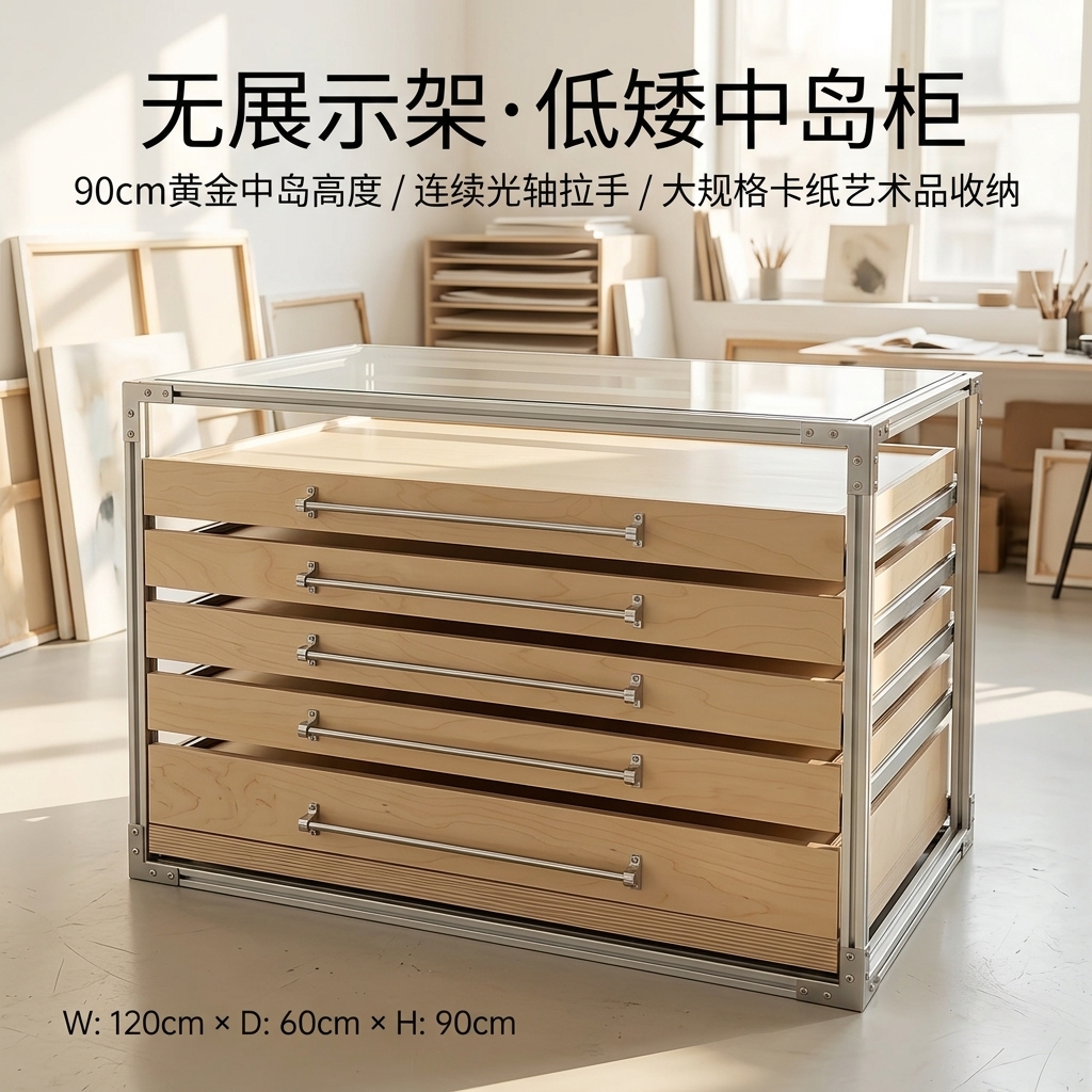 铝型材海洋板展示柜产品展柜抽屉多层分格柜卡纸展架光轴拉手高级 - 产品图片