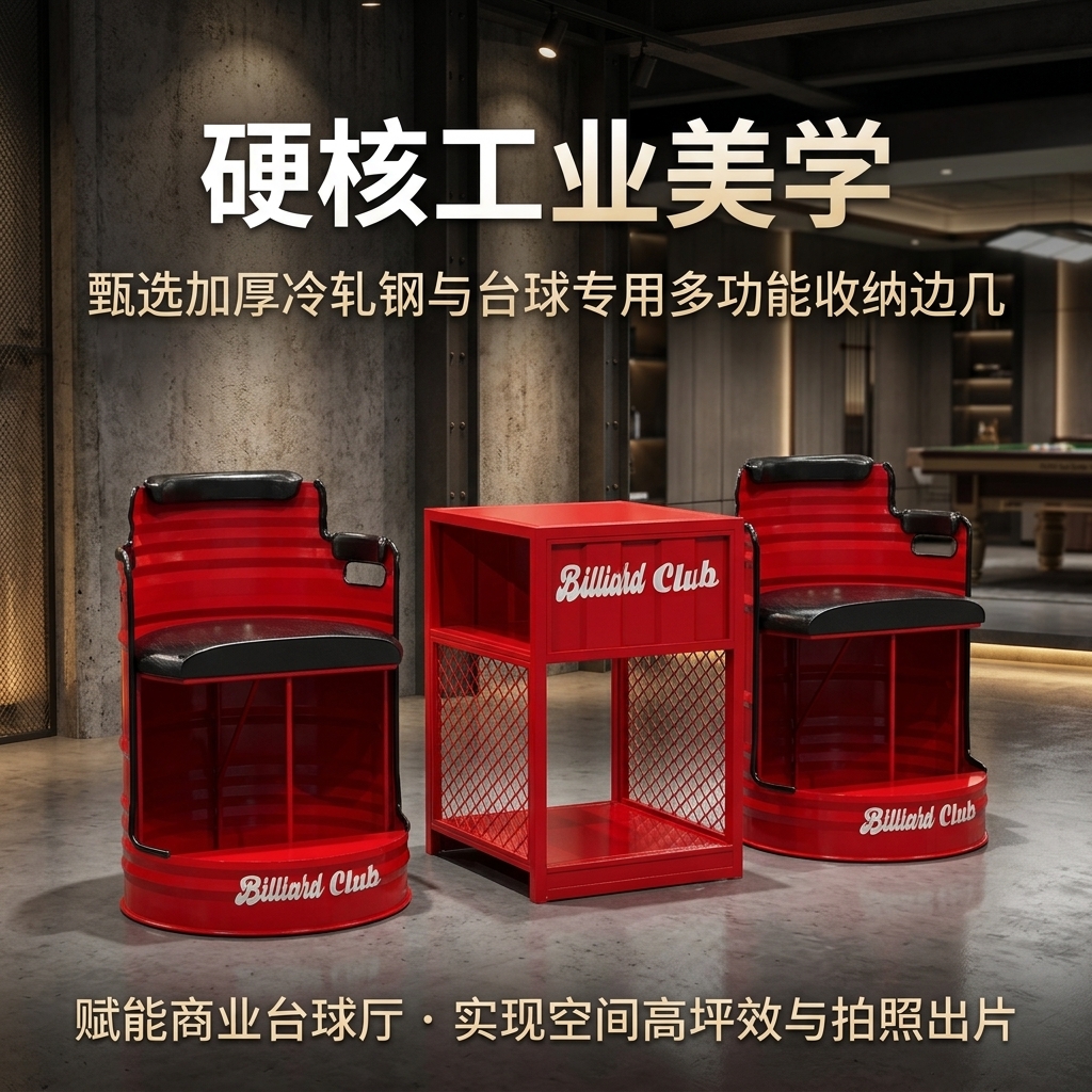 工业风台球厅观球椅新款桌球休息专用观球椅子观战看球台球室桌椅 - 产品图片