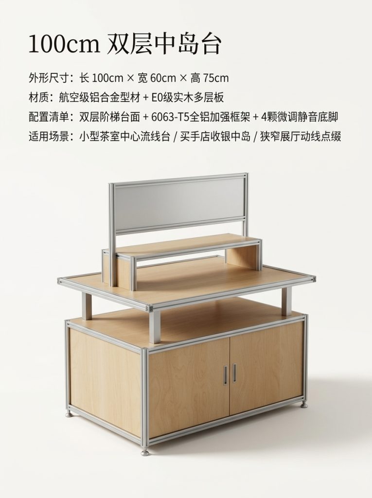 木质多层展示架中岛流水台商业陈列架简约现代展柜茶叶店文创展柜 - 产品图片