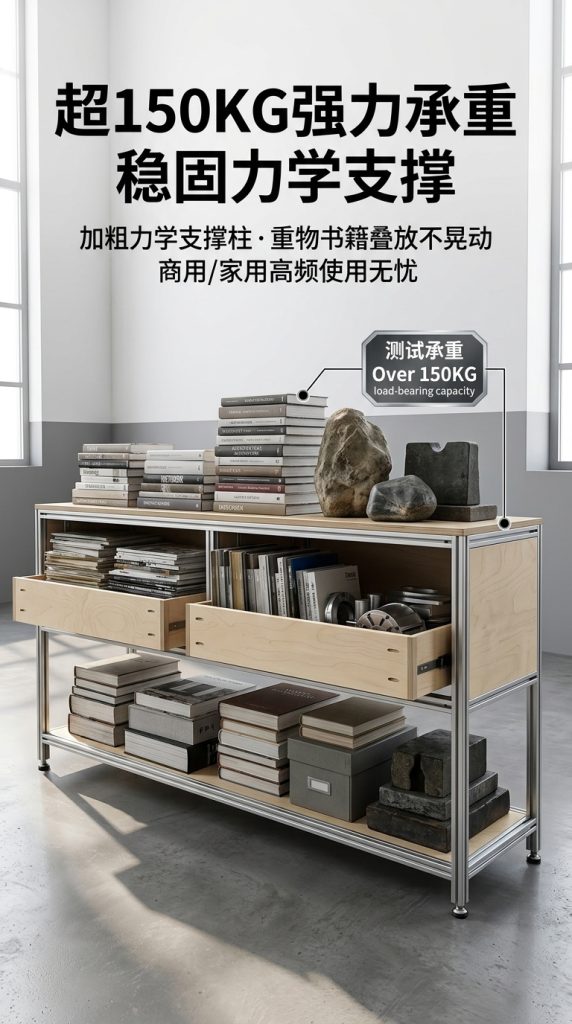 海洋版展示柜进门玄关桌子储物柜铝型材落地靠墙边柜陈列柜定制 - 产品图片