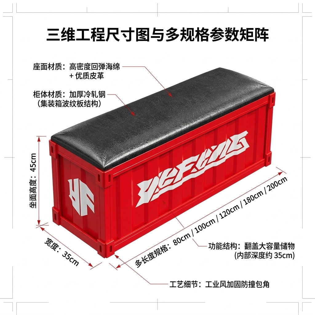 工业风长条凳网红奶茶店咖啡厅餐饮健身房收纳换鞋凳酒吧等候长凳 - 产品图片