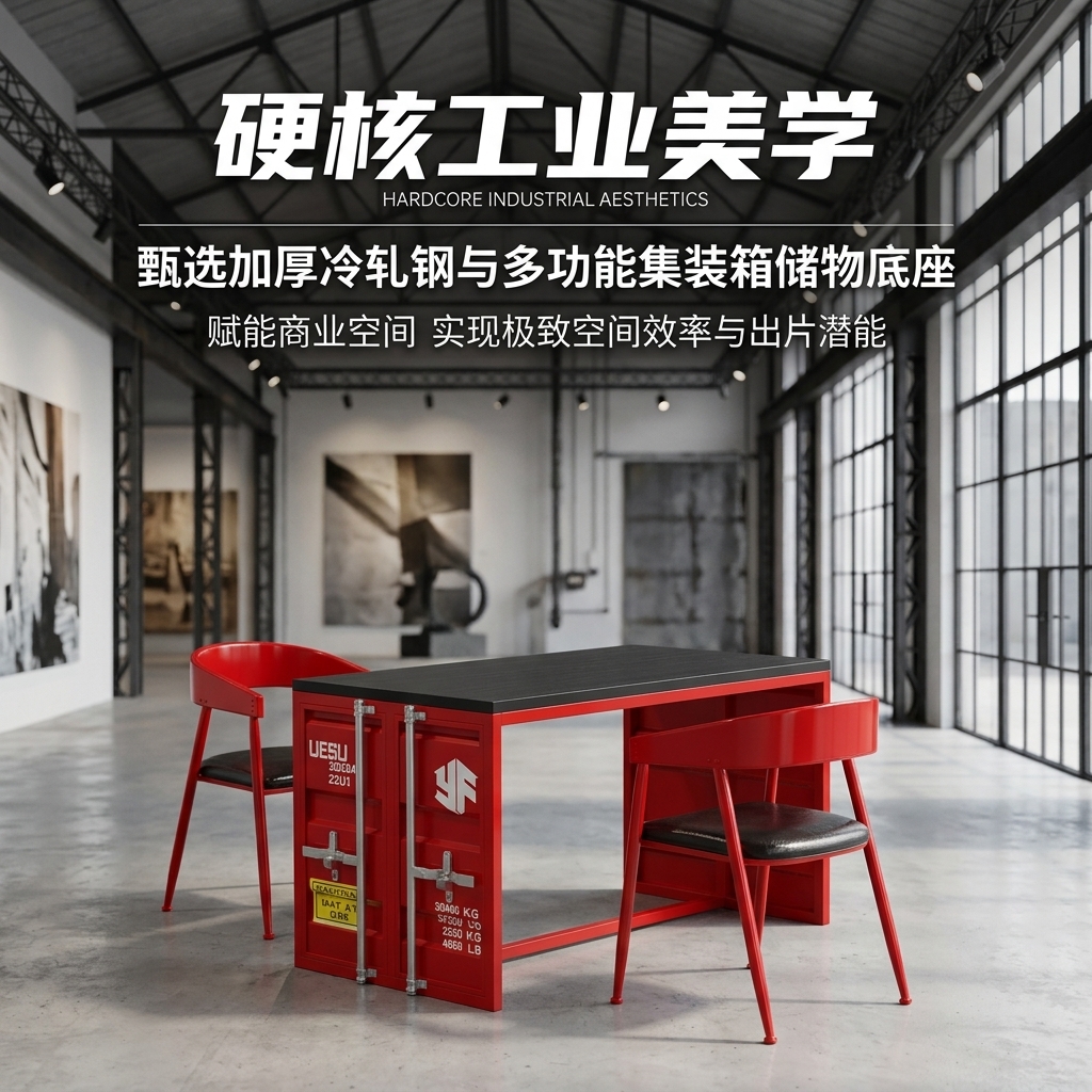 工业风卡座桌椅酒吧清吧小酒馆咖啡厅休息区洽谈桌椅网红餐饮家具 - 产品图片
