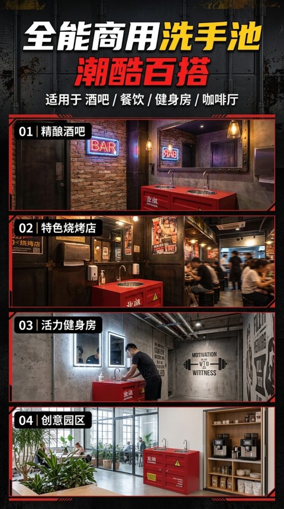 铁艺洗手池集装箱洗手盆柜子工业风酒吧清吧餐厅卫生间创意洗手 - 产品图片