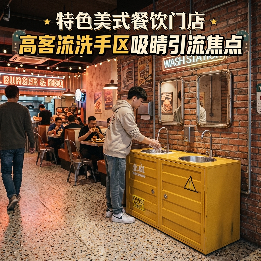 铁艺洗手池集装箱洗手盆柜子工业风酒吧清吧餐厅卫生间创意洗手 - 产品图片