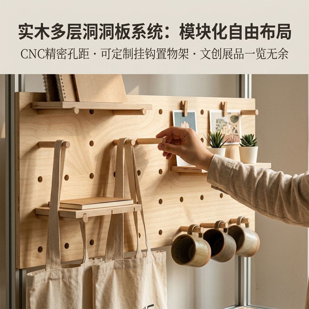 海洋板铝型材展示柜商铺落地式货柜收纳柜洞洞板一体置物架定制 - 产品图片