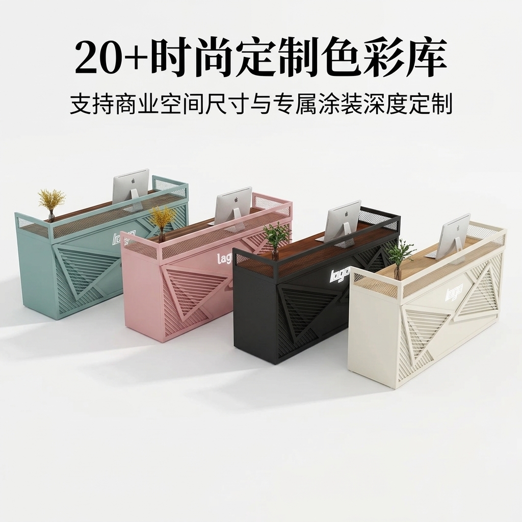 北欧ins网红服装店收银台吧台奶茶店咖啡厅复古小型前台接待柜台 - 产品图片