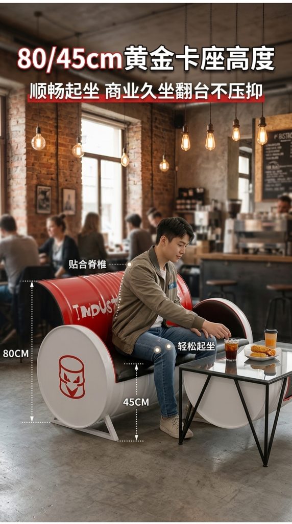 咖啡厅桌椅奶茶店创意商用清吧休闲区工业风酒吧卡座沙发茶几组合 - 产品图片