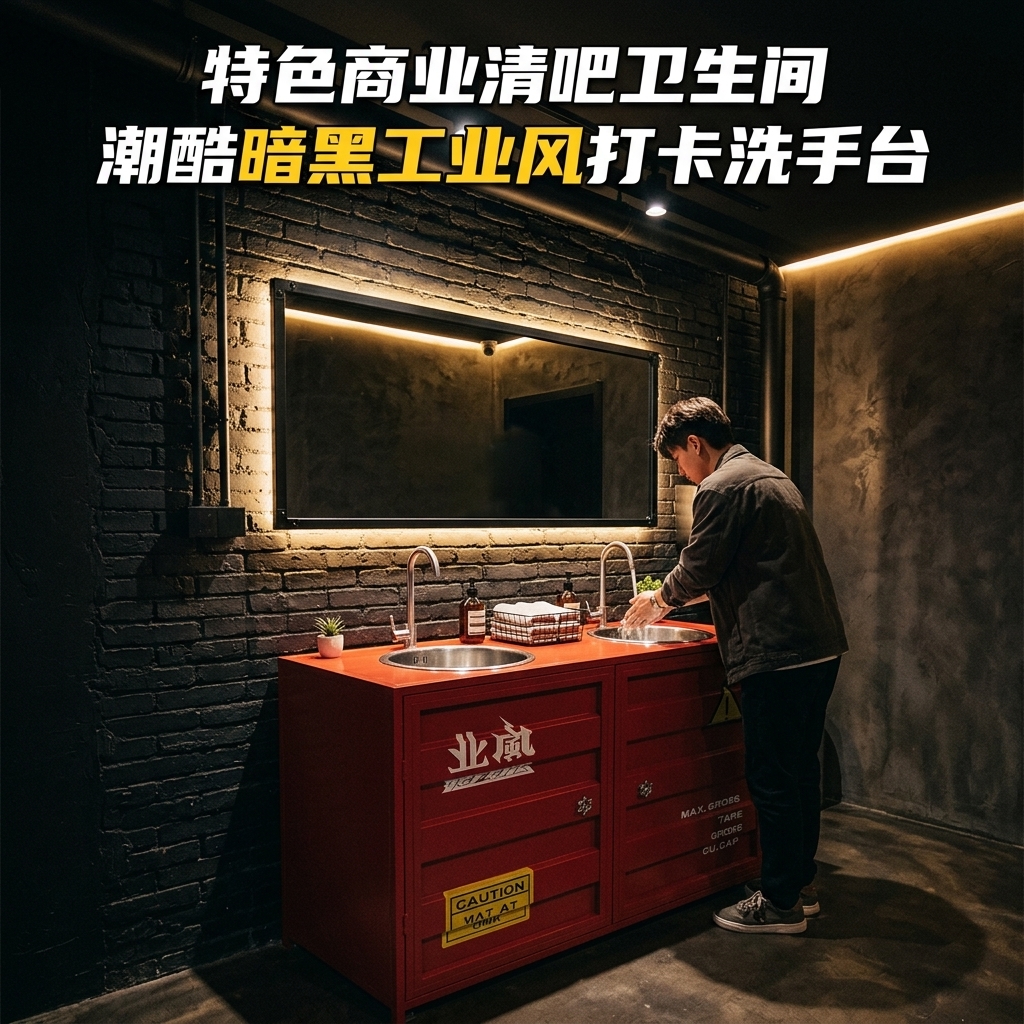 铁艺洗手池集装箱洗手盆柜子工业风酒吧清吧餐厅卫生间创意洗手 - 产品图片