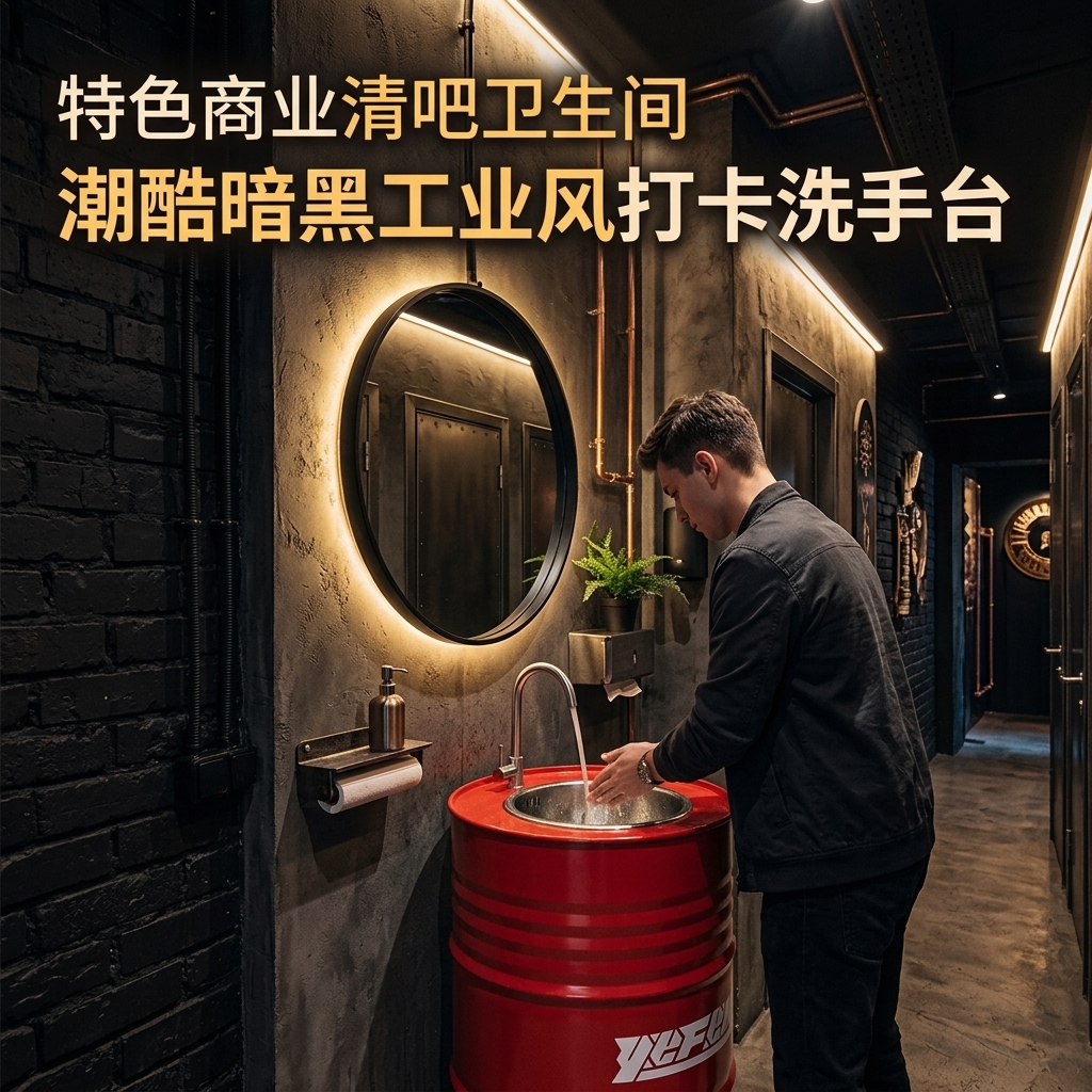 铁艺洗手盆复古工业风油桶创意卫生间洗漱台厕所个性洗手池洗手台 - 产品图片