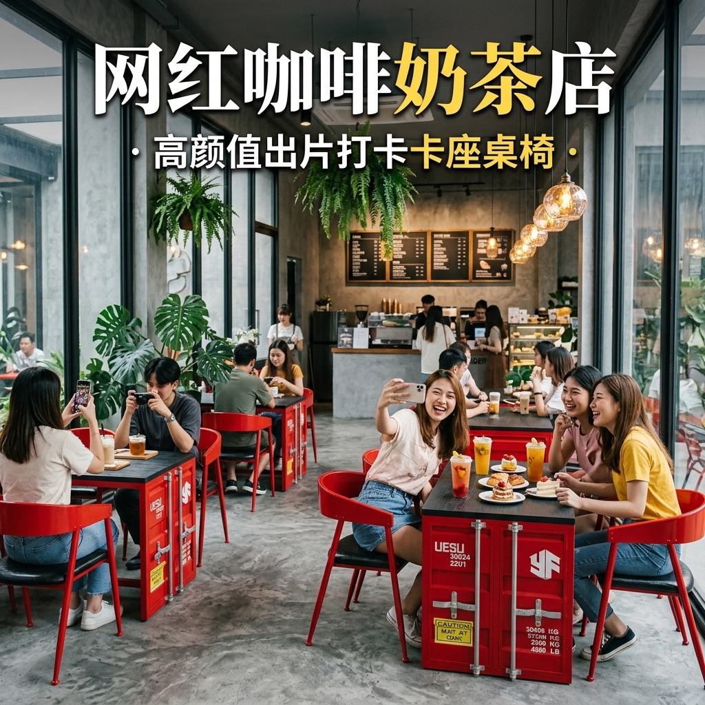 工业风卡座桌椅酒吧清吧小酒馆咖啡厅休息区洽谈桌椅网红餐饮家具 - 产品图片