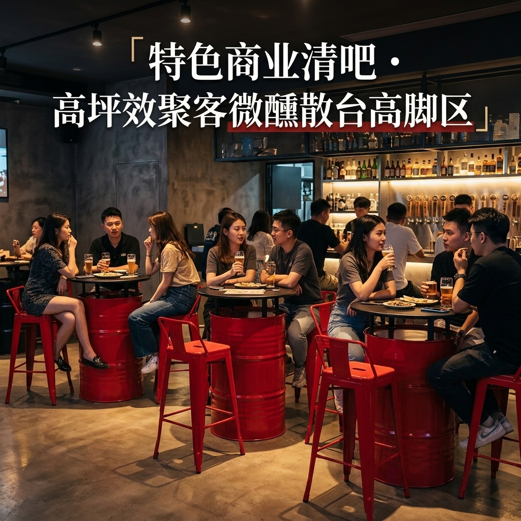 工业风油桶酒吧散台卡座桌椅创意户外休息区商用铁艺高脚桌椅组合 - 产品图片