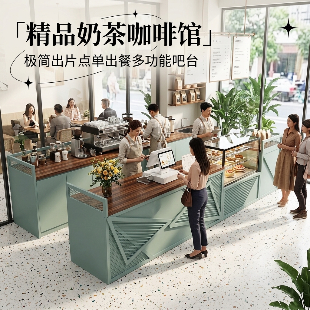 北欧ins网红服装店收银台吧台奶茶店咖啡厅复古小型前台接待柜台 - 产品图片