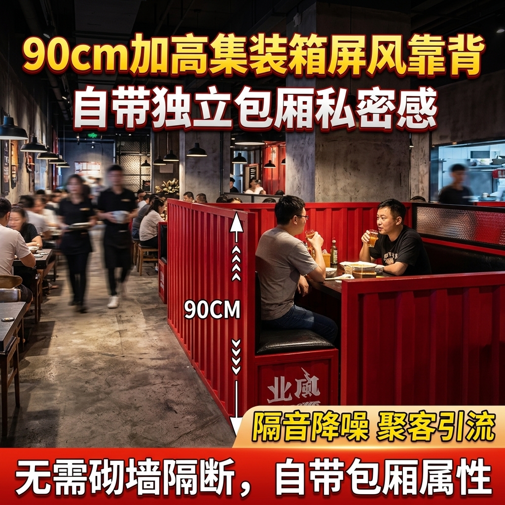 酒吧桌椅组合奶茶店咖啡厅酒吧清吧工业风复古铁艺集装箱卡座沙发 - 产品图片