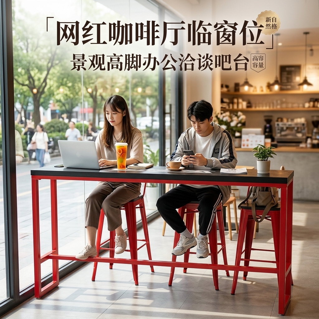 工业风吧台桌酒吧清吧酒馆奶茶店桌椅组合靠墙创意铁艺长条高脚桌 - 产品图片