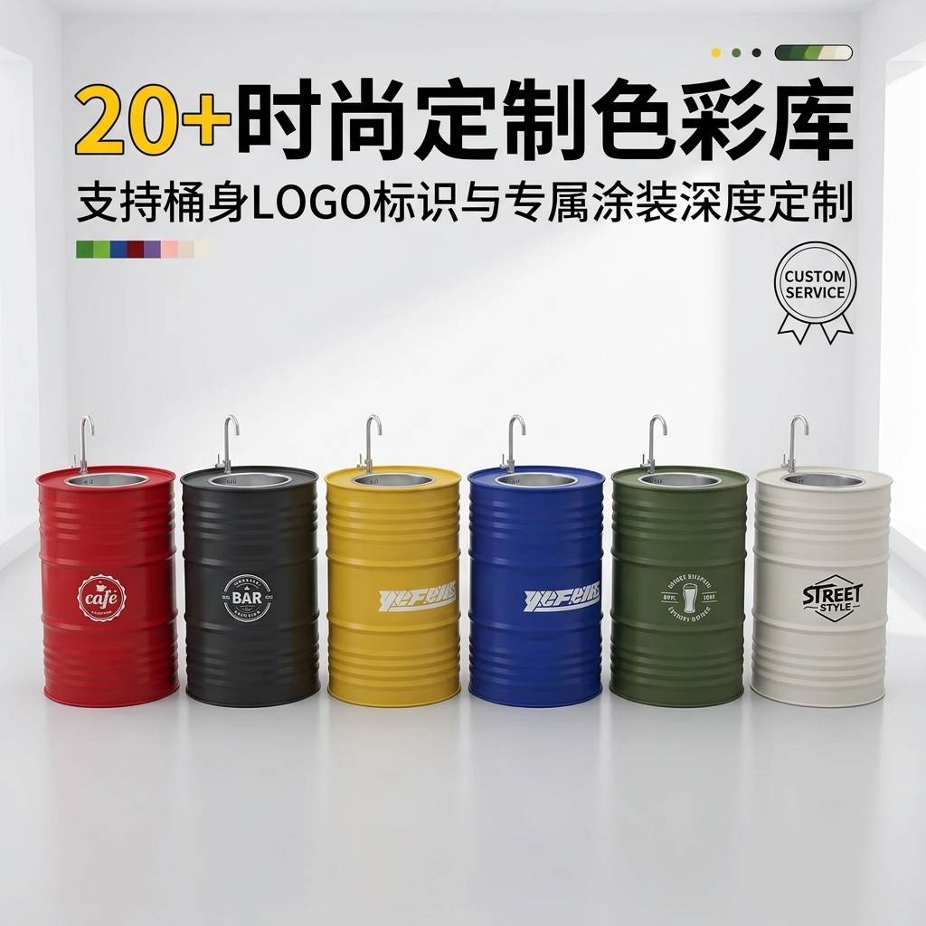 铁艺洗手盆复古工业风油桶创意卫生间洗漱台厕所个性洗手池洗手台 - 产品图片