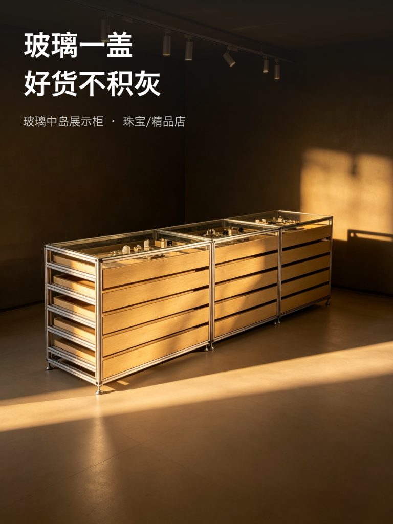 中岛柜 / 玻璃抽屉陈列 / ID952231614314 - 成图