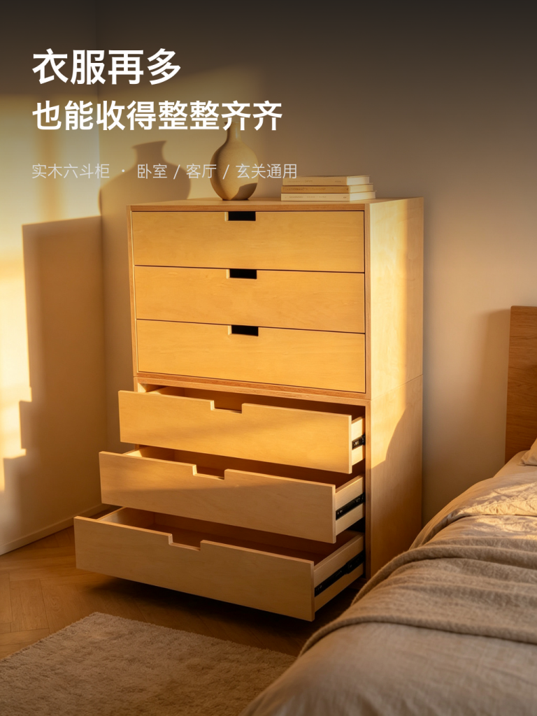 六斗柜 / 卧室抽屉柜 / ID856674760327 - 成图