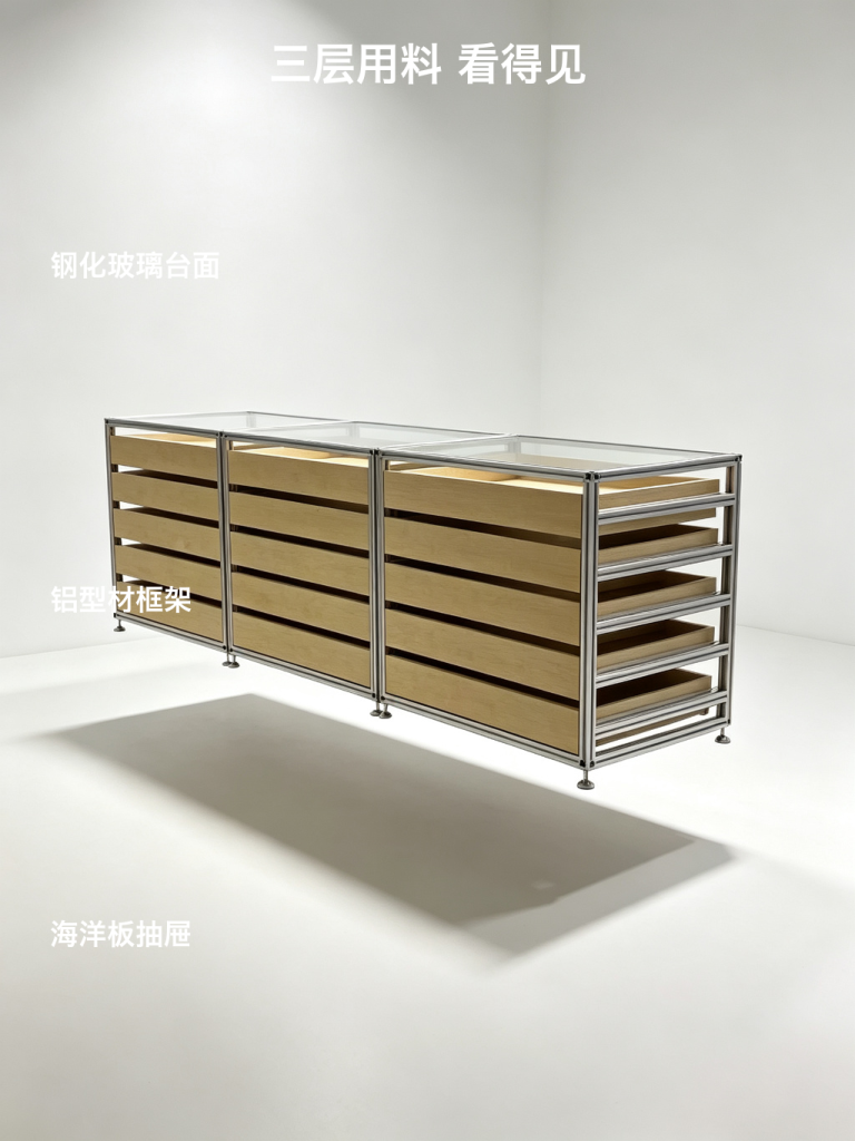 中岛柜 / 玻璃抽屉陈列 / ID952231614314 - 成图
