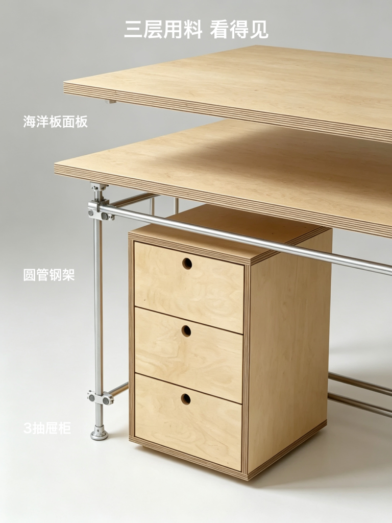 办公桌 / 桦木台式书桌 / ID1038925398515 - 成图