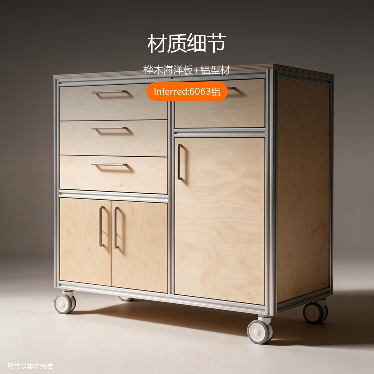 铝型材桦木餐边柜 - 详情图