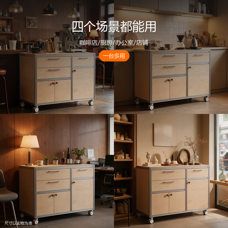 铝型材桦木餐边柜 - 详情图