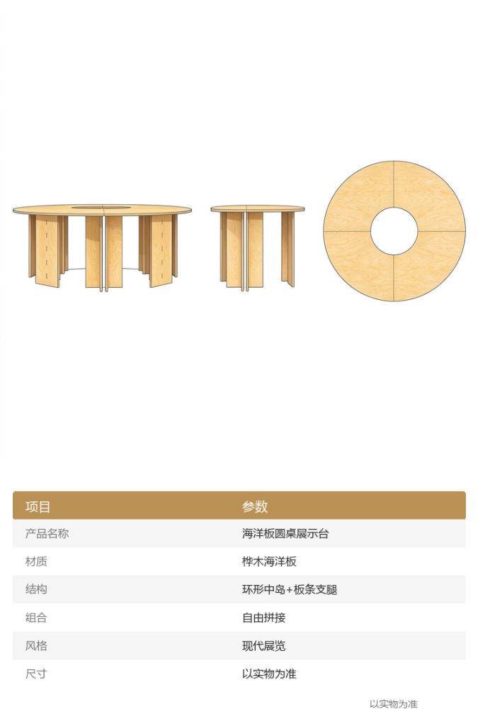海洋板圆桌展示台 - 详情图
