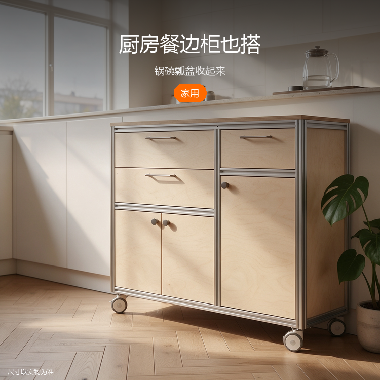 铝型材桦木餐边柜 - 详情图