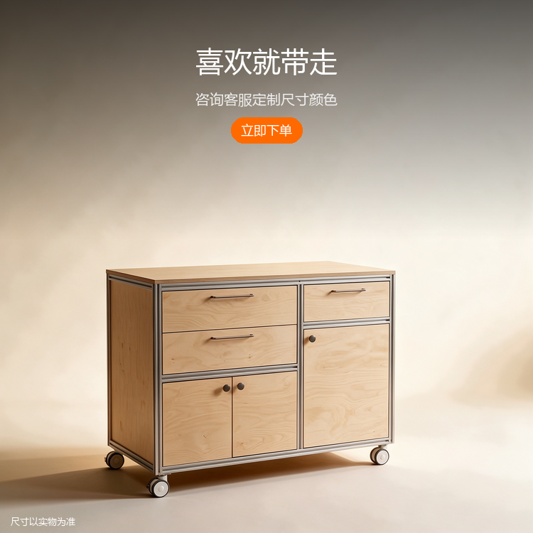 铝型材桦木餐边柜 - 详情图