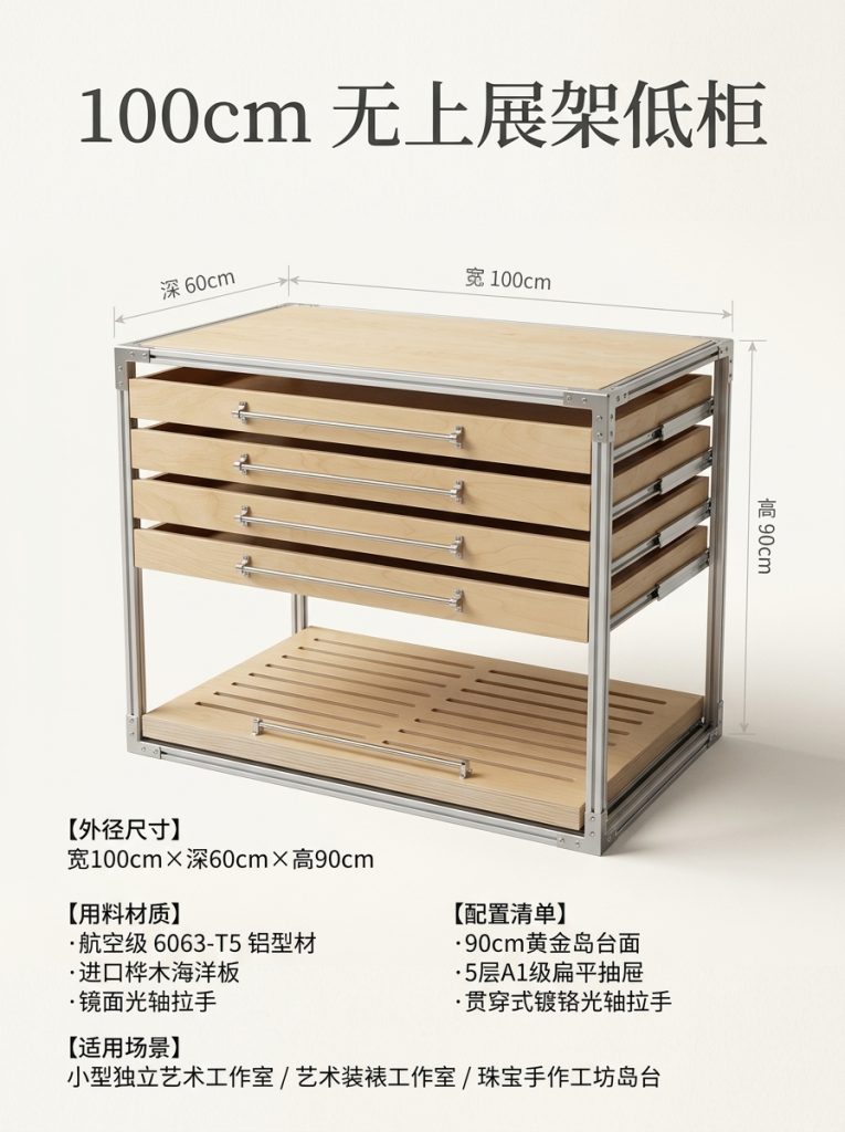 铝型材海洋板展示柜产品展柜抽屉多层分格柜卡纸展架光轴拉手高级 - 产品图片