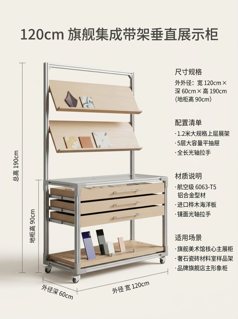 铝型材海洋板展示柜产品展柜抽屉多层分格柜卡纸展架光轴拉手高级 - 产品图片