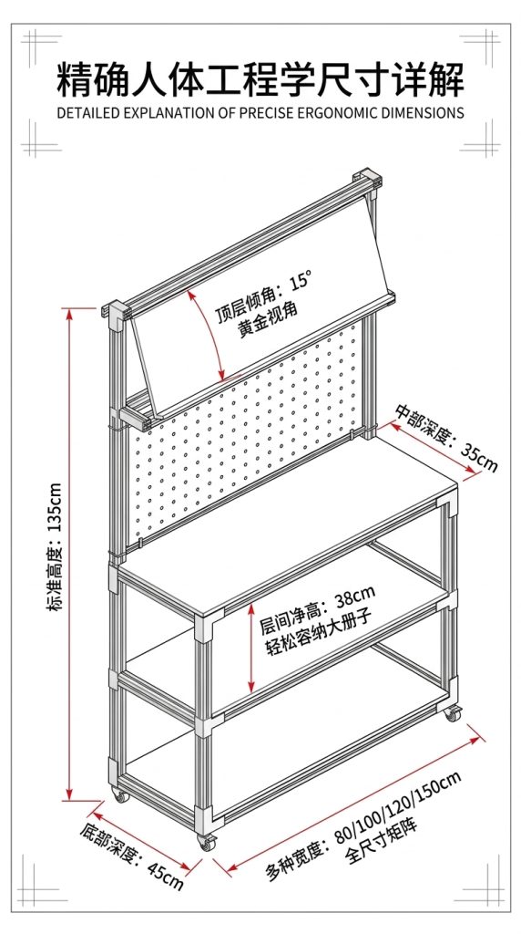 工业风金属展示架3层落地式书房储物陈列架可定制展架置物架货架 - 产品图片