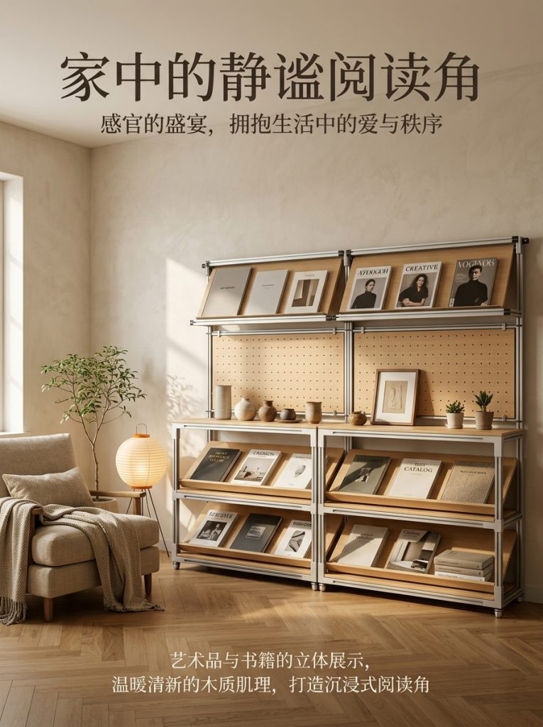 工业风金属展示架3层落地式书房储物陈列架可定制展架置物架货架 - 产品图片