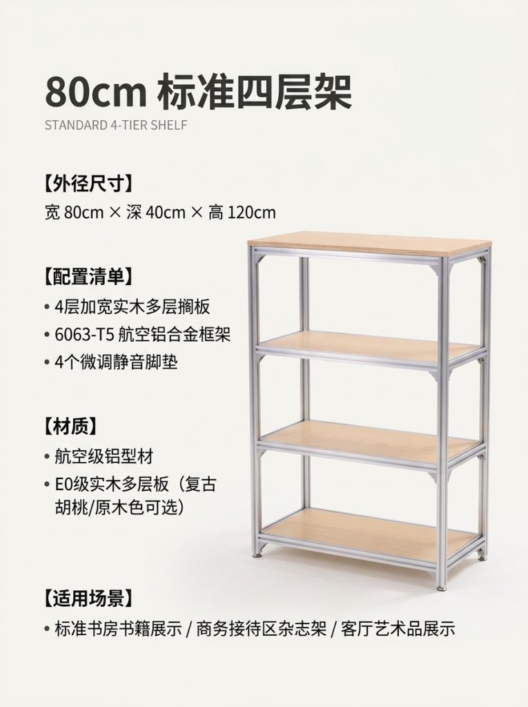 铝型材复古客厅置物架落地靠墙陈列柜多层收纳架轻奢高级感陈列架 - 产品图片