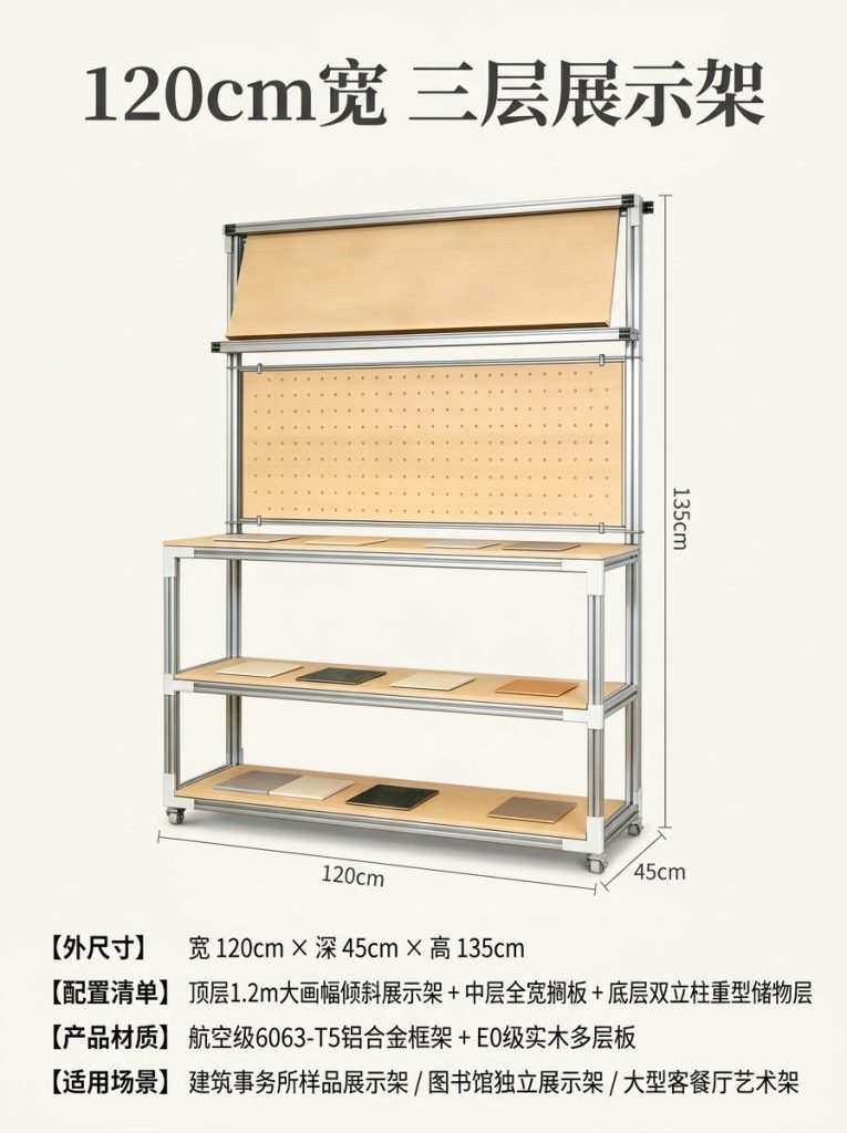 工业风金属展示架3层落地式书房储物陈列架可定制展架置物架货架 - 产品图片