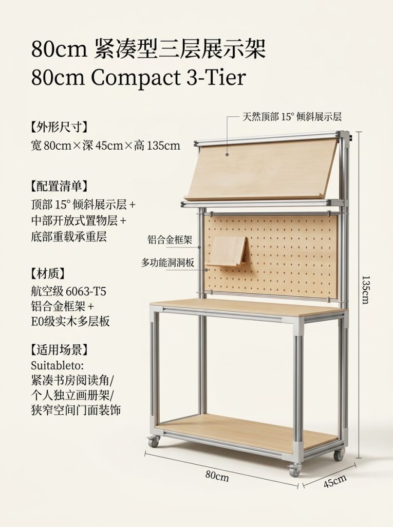 工业风金属展示架3层落地式书房储物陈列架可定制展架置物架货架 - 产品图片