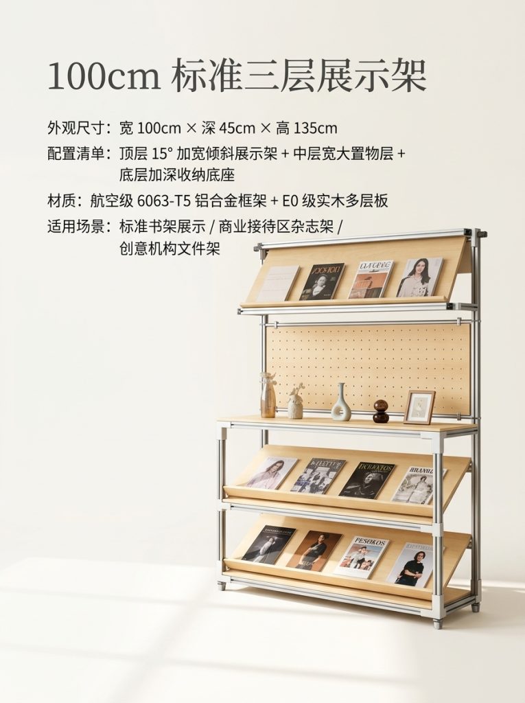 工业风金属展示架3层落地式书房储物陈列架可定制展架置物架货架 - 产品图片