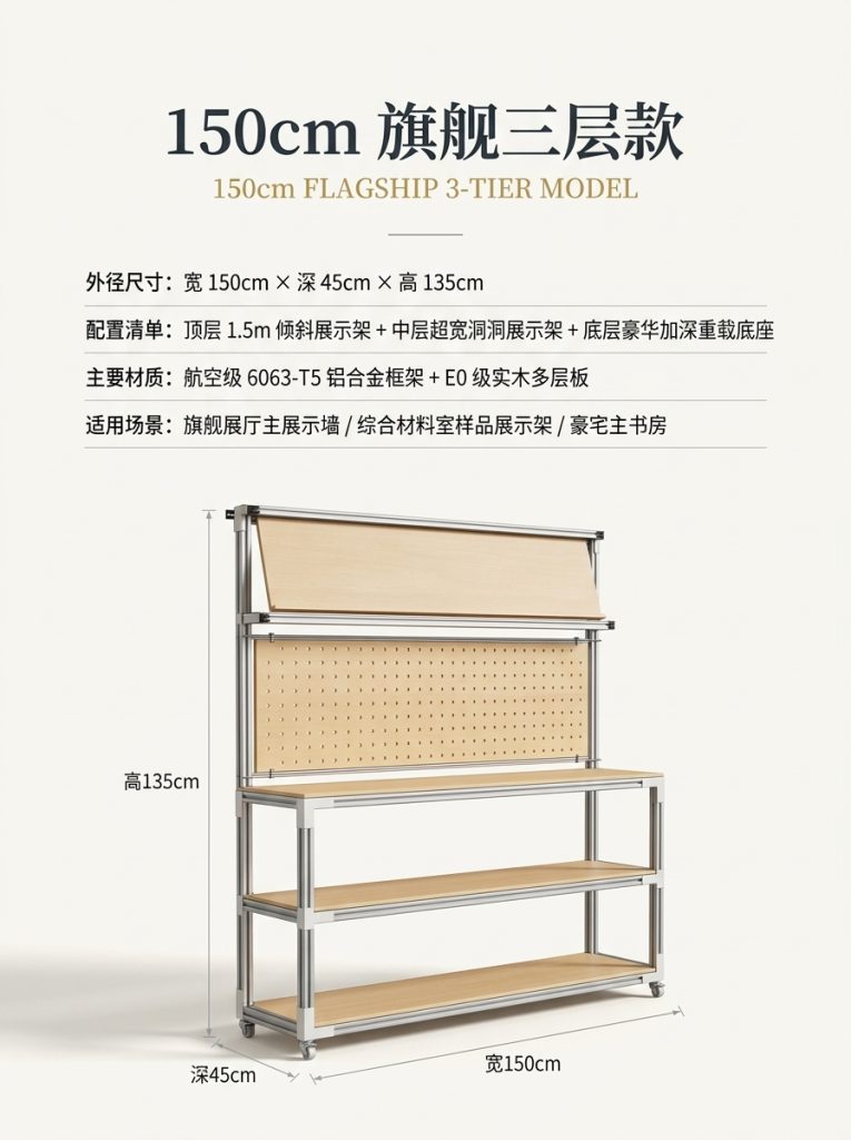 工业风金属展示架3层落地式书房储物陈列架可定制展架置物架货架 - 产品图片
