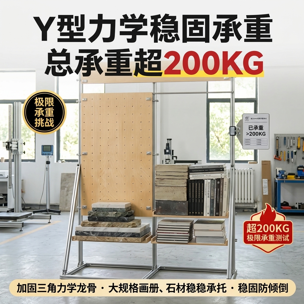 铝型材展示架展览馆木架子Y型架样品陈列架文创馆艺术洞洞板展架 - 产品图片