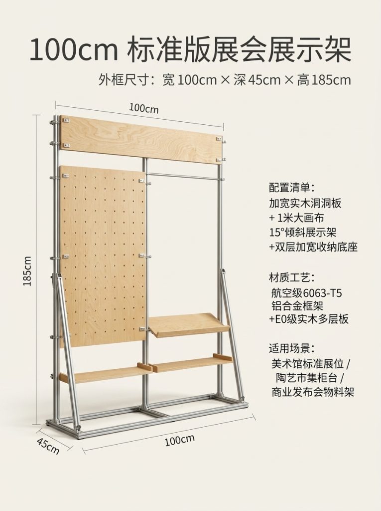 铝型材展示架展览馆木架子Y型架样品陈列架文创馆艺术洞洞板展架 - 产品图片