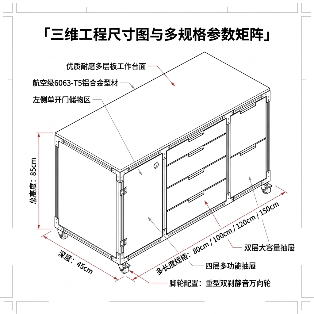 海洋板多层抽屉置物柜办公室多功能储物柜可移动咖啡柜商用展示柜 - 产品图片