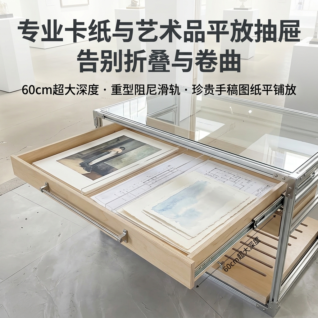 铝型材海洋板展示柜产品展柜抽屉多层分格柜卡纸展架光轴拉手高级 - 产品图片