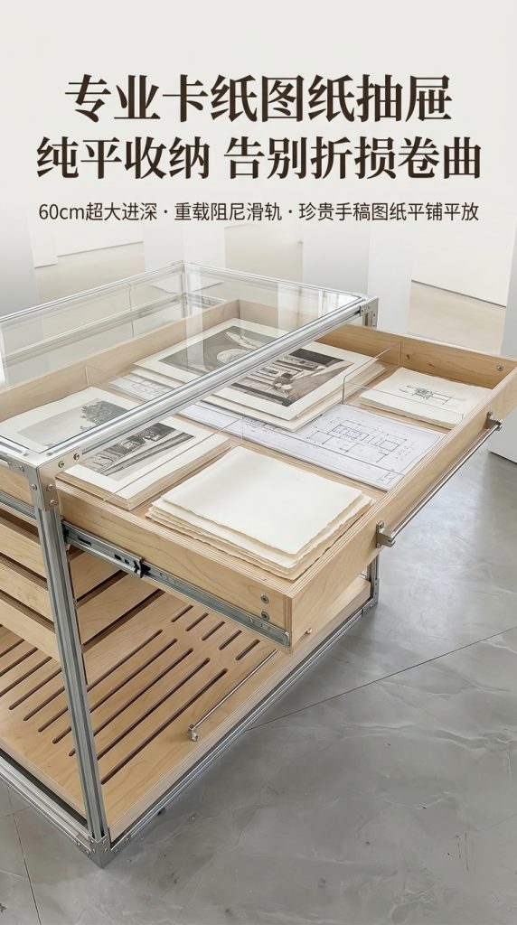 铝型材海洋板展示柜产品展柜抽屉多层分格柜卡纸展架光轴拉手高级 - 产品图片