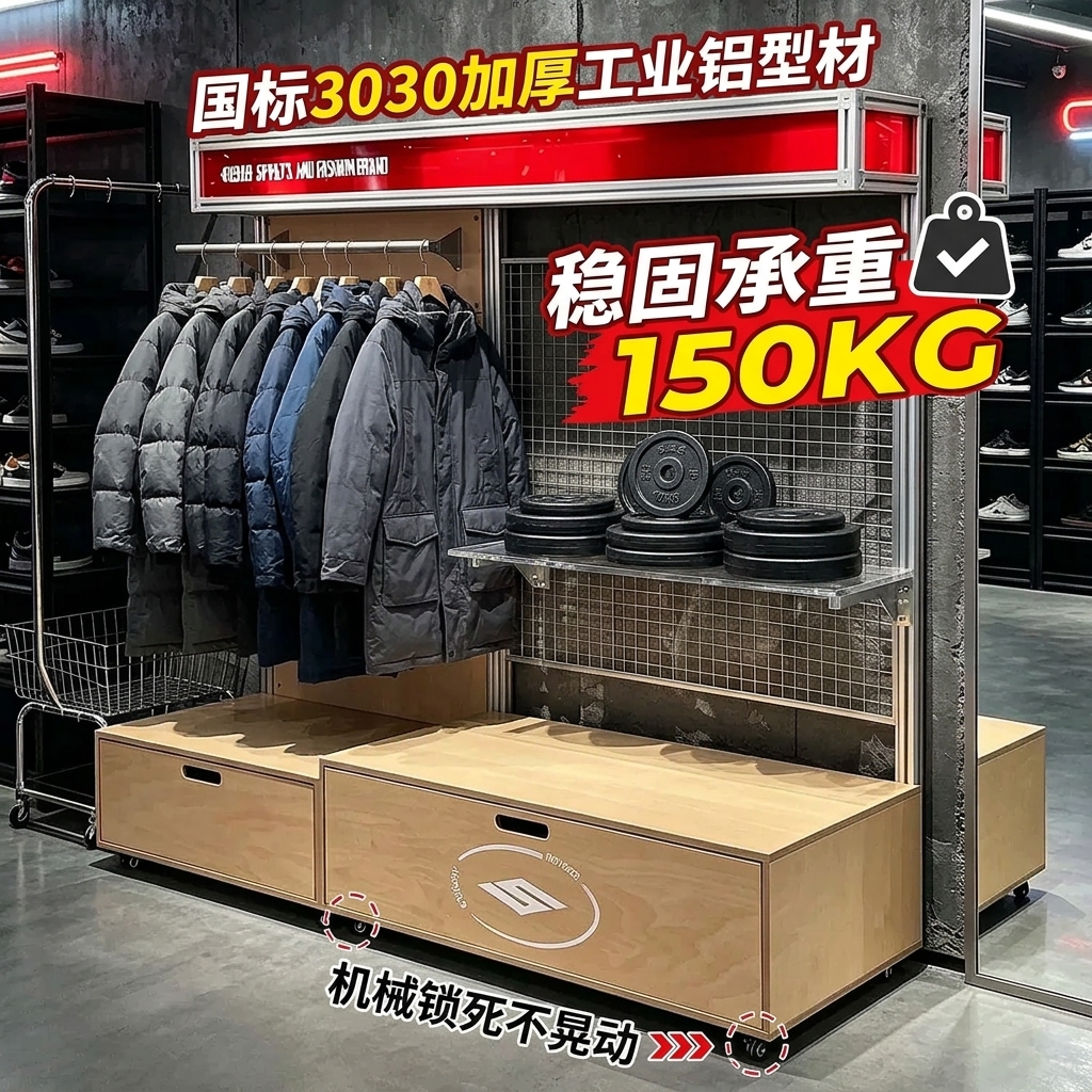 海洋板亚克力展示架可移动产品陈列架展会买手店货架商用置物架 - 产品图片