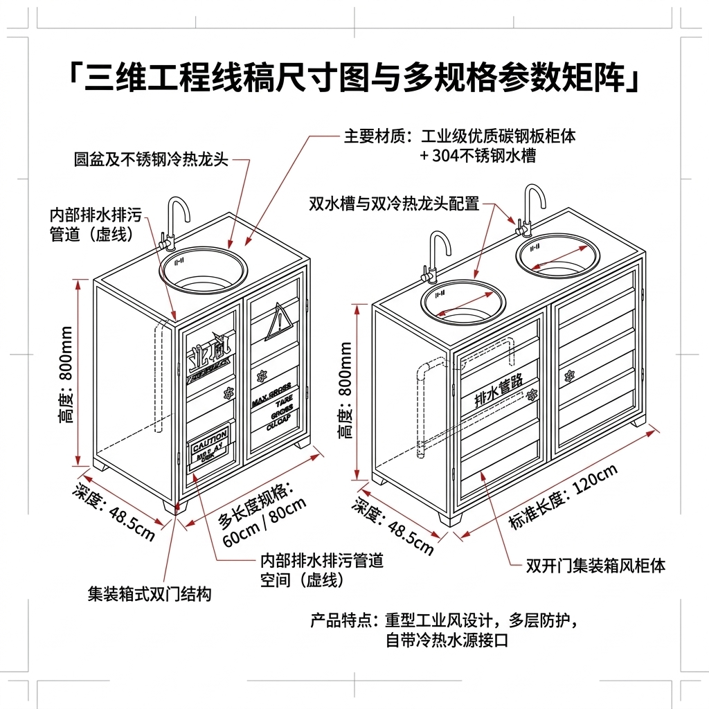 铁艺洗手池集装箱洗手盆柜子工业风酒吧清吧餐厅卫生间创意洗手 - 产品图片
