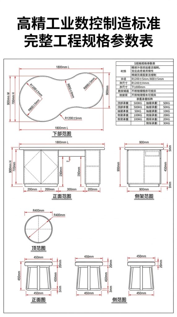 海洋板异形中岛台商业空间展示台咖啡店设计感桌椅圆弧形流水台 - 产品图片