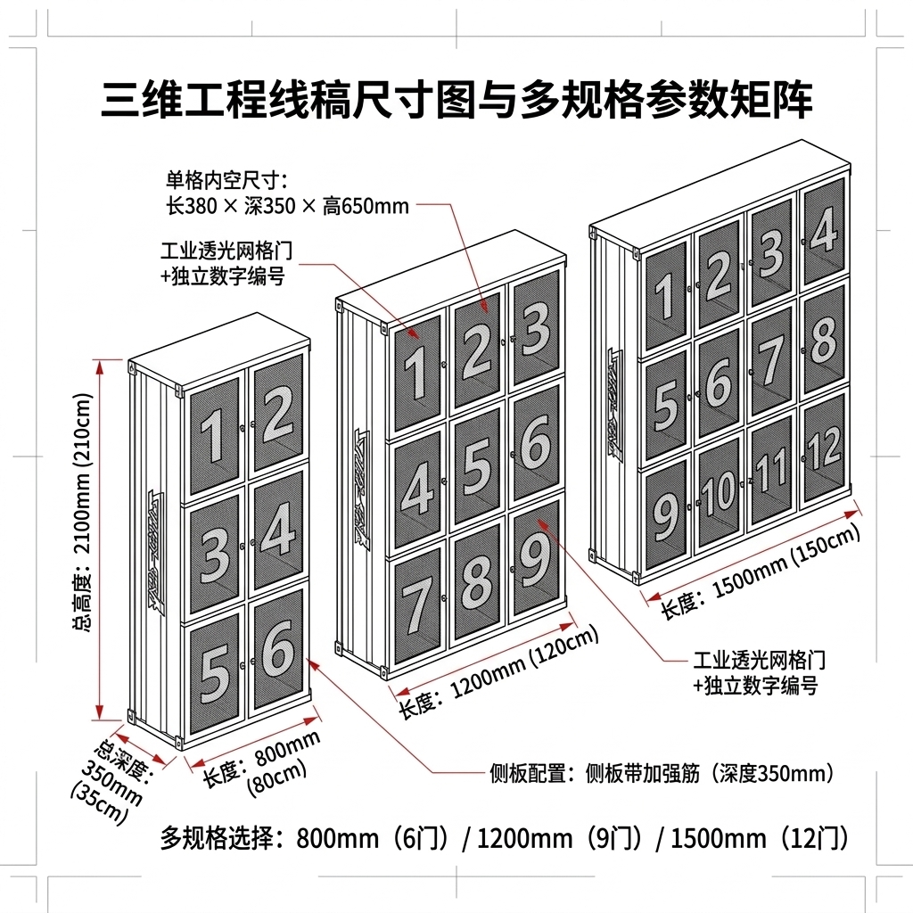 工业风更衣柜健身房舞蹈室体育运动鞋服收纳柜创意铁艺商用储物柜 - 产品图片