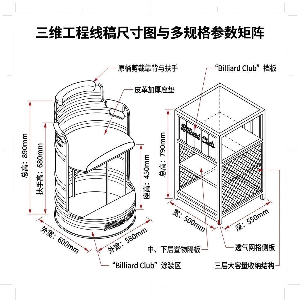 工业风台球厅观球椅新款桌球休息专用观球椅子观战看球台球室桌椅 - 产品图片