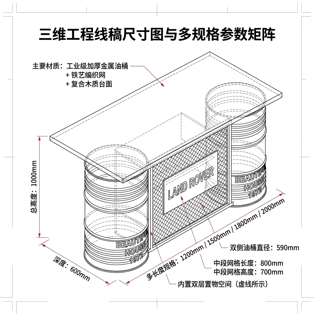 工业风酒吧清吧吧台收银台复古烧烤店汽修美容改装店铺前台接待台 - 产品图片