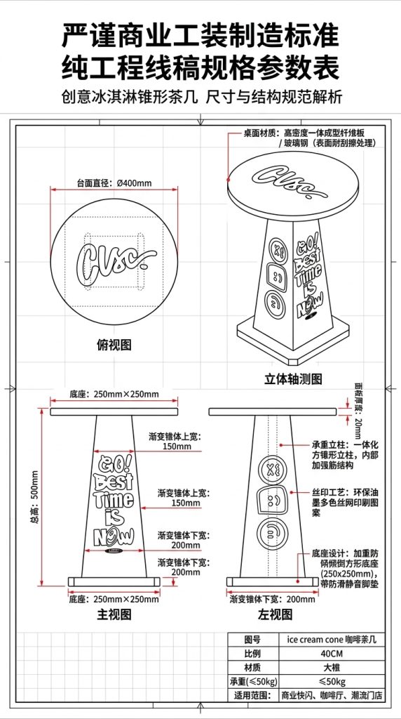 工业风雪糕筒桌创意茶几家用客厅沙发小桌子小户型边几多巴胺潮牌 - 产品图片