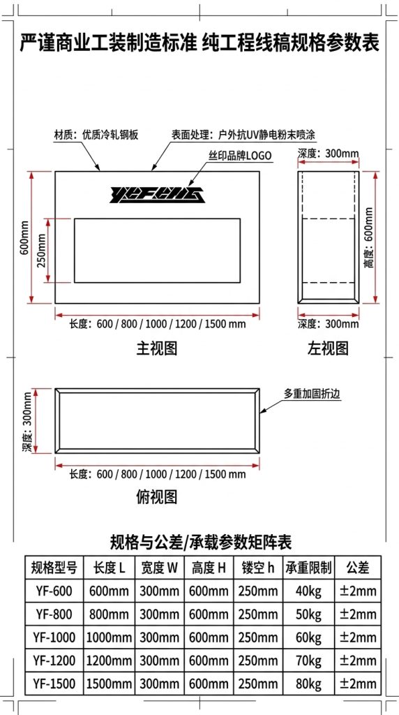 户外铁艺花箱组合商业街广场创意定制售楼部外摆隔断围栏花槽花坛 - 产品图片